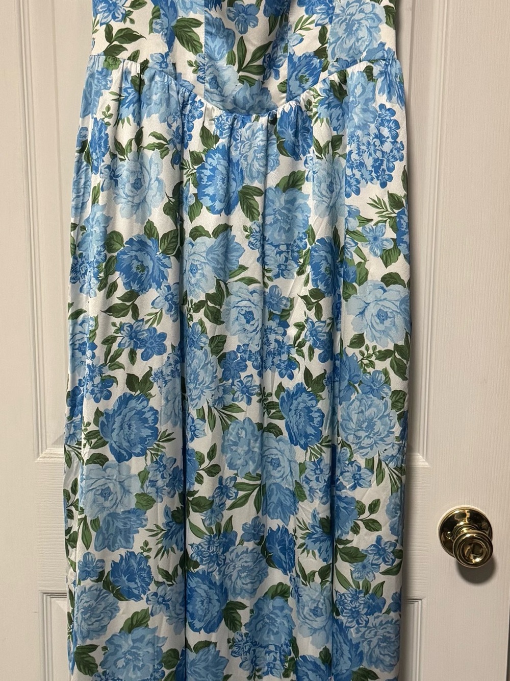 Blue Floral floor length dress - Women's Summer dress